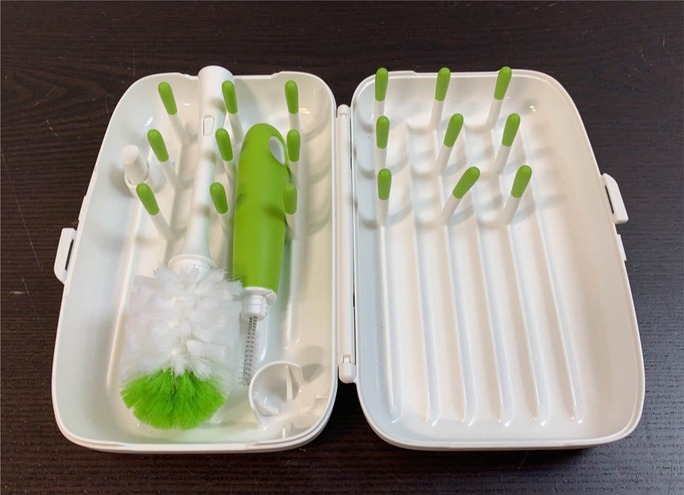 used OXO Tot On The Go Drying Rack With Bottle Brush, Green