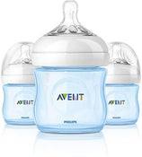 used Philips Avent Natural Baby Bottles, 4oz, 3-Pack, Blue