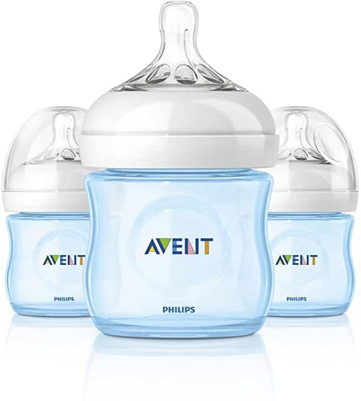 used Philips Avent Natural Baby Bottles, 4oz, 3-Pack, Blue