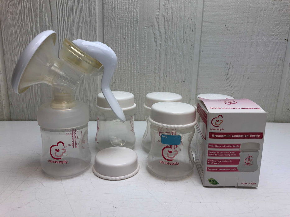 used Philips Avent Comfort Manual Breast Pump, With Nenesupply collection bottles