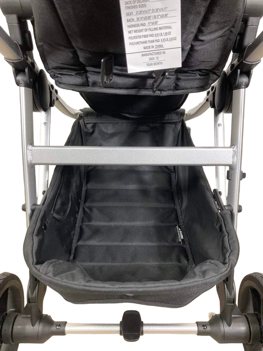 Mockingbird Single to Double 2.0 Stroller, 2023, Silver with Black Leather, Windowpane, Bloom