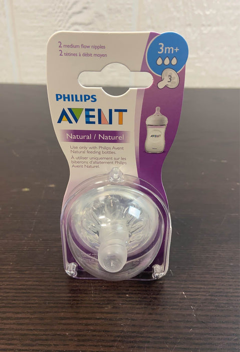 used Philips Avent Natural Baby Bottle Nipples, 2-Pack, Medium 3m+