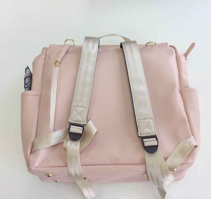 secondhand Petunia Pickle Bottom Boxy Backpack Diaper Bag, In blush leatherette