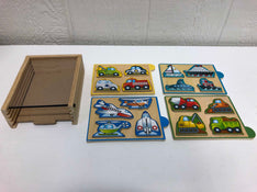 secondhand Melissa & Doug Vehicles Wooden Mini Puzzle Set