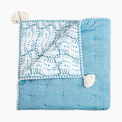 used Crane Baby Quilted Blanket, Cotton Chambray