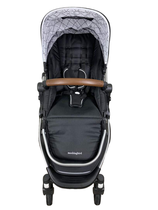 used Mockingbird Single Stroller, 2022, Black, Windowpane, Silver With Penny Leather