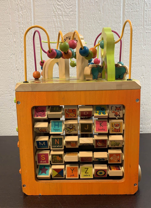 used B. toys Zany Zoo Wooden Activity Cube