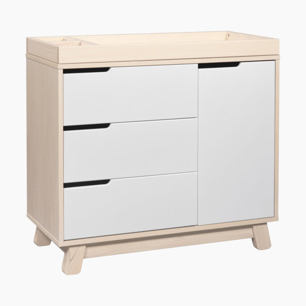 Babyletto Hudson 3-Drawer Dresser with Removable Changing Tray, Washed Natural/White