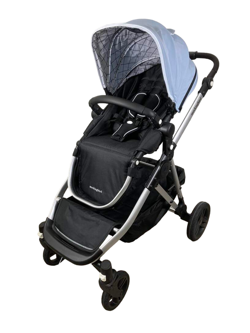 secondhand Mockingbird Single to Double Stroller, 2023, Silver with Black Leather, Windowpane, Sky