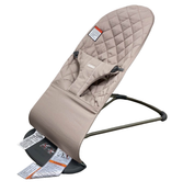 used BabyBjorn Bouncer Bliss, Dark Gray Frame, Sand Gray Cotton Classic Quilt