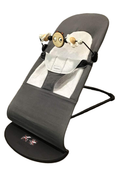 used BabyBjorn Bouncer Balance, Dark Grey/Grey, Black Frame, With Toy Bar