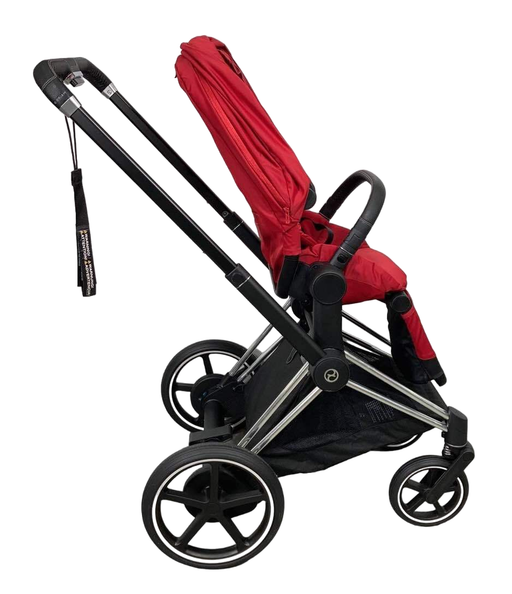 secondhand Cybex E-PRIAM Electric Stroller, 2019, Chrome With Black Details, True Red