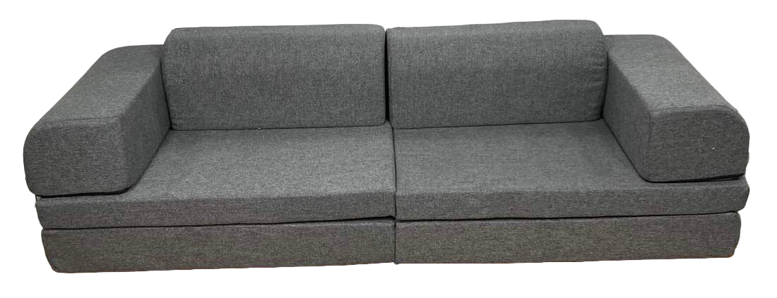 used Pottery Barn Kids Foamnasium Blocksy Kids Couch, Performance Heathered Basketweave Charcoal