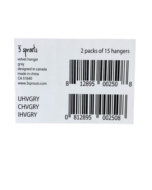 used 3 Sprouts Velvet Baby Hangers 30 Pack, Gray