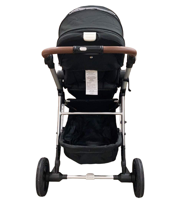 Mockingbird Single Stroller, 2023, Black, Windowpane, Silver With Penny Leather