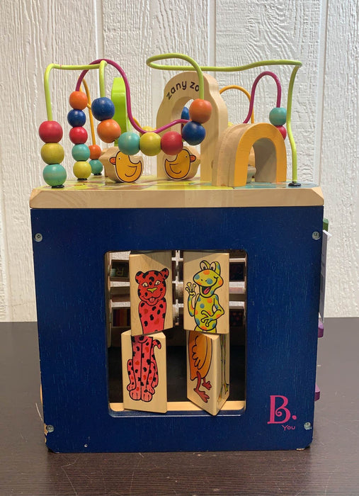 used B. toys Zany Zoo Wooden Activity Cube