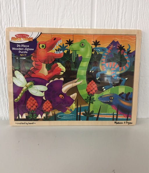 used Melissa & Doug 24-Piece Wooden Jigsaw Puzzle, Prehistoric Sunset