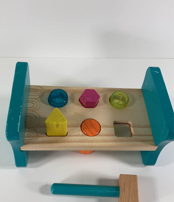 secondhand B. toys Wooden Shape Sorter Hammering Bench