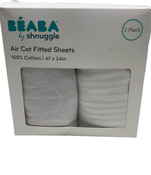 secondhand Beaba Air Cot Fitted Sheet, set of 2 Grey 47 x 24in