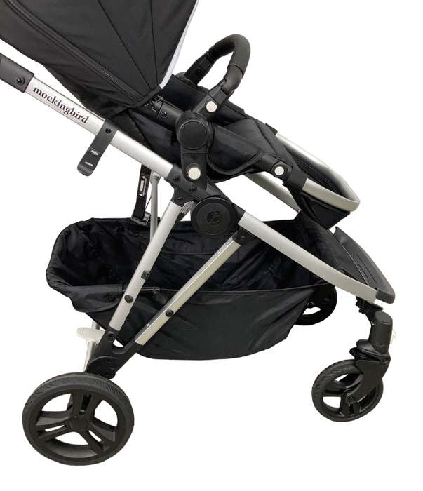 used Mockingbird Single to Double Stroller, 2022, Silver with Black Leather, Watercolor Drops, Black