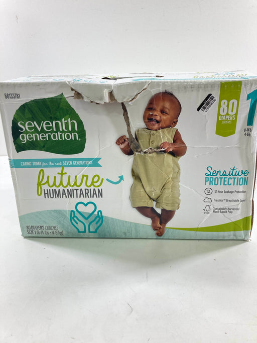 used Seventh Generation Sensitive Protection Diapers, Size 1, 80 Count