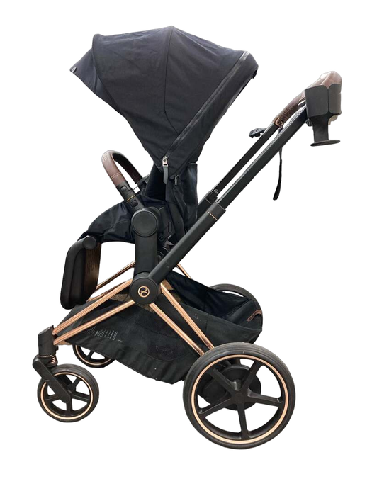 secondhand Cybex E-PRIAM Electric Stroller, Rose Gold, Deep Black, 2022