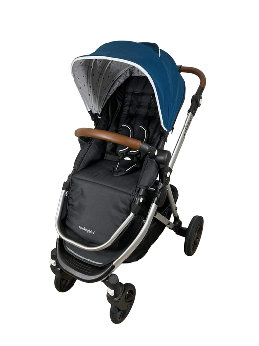 secondhand Mockingbird Single Stroller, 2023, Sea, Watercolor Drops, Silver With Penny Leather