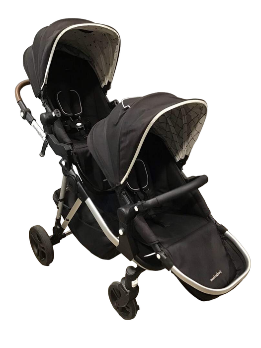 used Mockingbird Single to Double Stroller, 2021, Silver/Brown, Watercolor Drops And Windowpane , Black