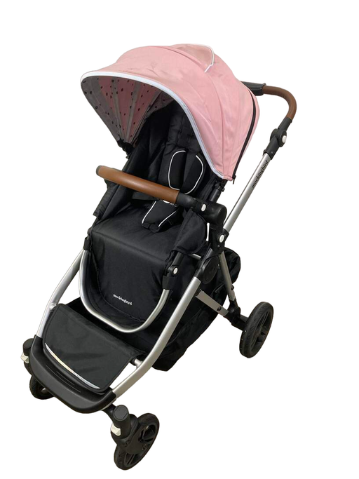 secondhand Mockingbird Single to Double Stroller, Silver with Penny Leather, Watercolor Drops, Bloom, 2023