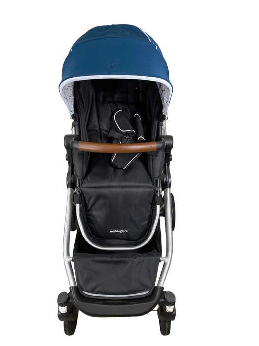 secondhand Mockingbird Single to Double Stroller, 2023, Silver with Penny Leather, Windowpane, Sea