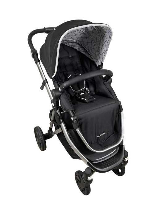 used Mockingbird Single Stroller, 2023, Black, Windowpane, Silver With Black Leather