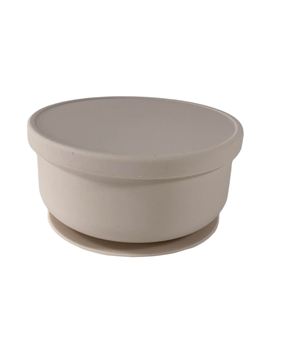 AEIOU B Is For Bowl Silicone Bowl with Lid, Oat Milk