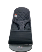 used BabyBjorn Bouncer Bliss, Dark Gray Frame, Black Cotton Classic Quilt