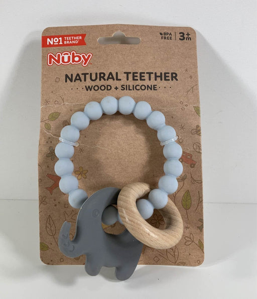 used Nuby Wood And Silicone Teether, Elephant