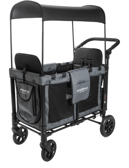 Wonderfold W4 Luxe Quad Stroller Wagon, 2022, Charcoal Grey