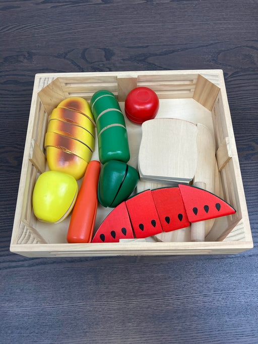 secondhand Melissa & Doug Cutting Food- Wooden Play Food