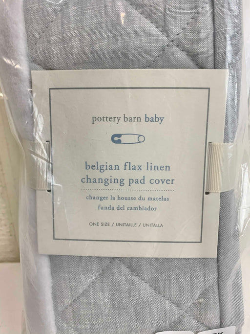 secondhand Pottery Barn Kids Changing Pad Cover, Belgian Flax Linen Gray