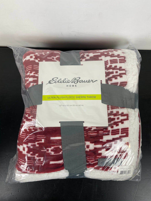 used Eddie Bauer Ultra Plush Sherpa Throw, San Juan Red