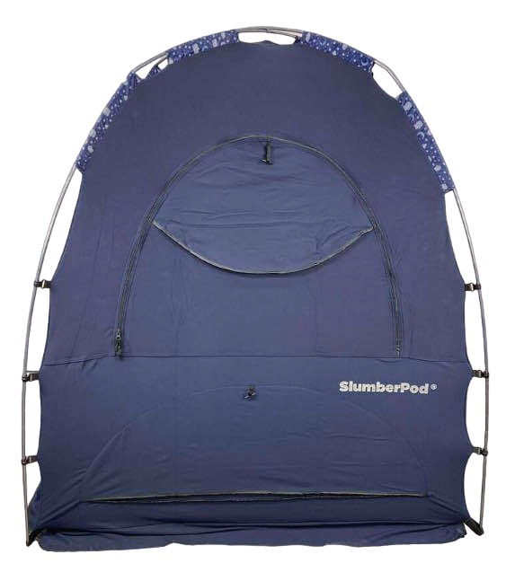 secondhand SlumberPod 3.0 Sleep Canopy with Fan, Navy with Night Sky Accents