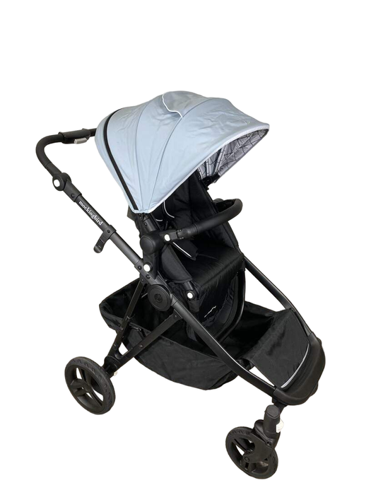 used Mockingbird Single to Double Stroller, 2022, Matte Black with Matte Black Leather, Windowpane, Sky