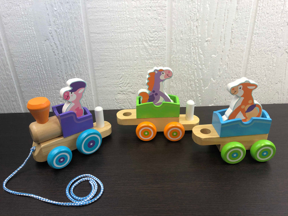 secondhand Melissa & Doug First Play Wooden Rocking Animals Train