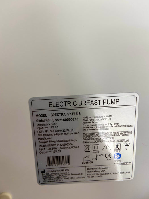 used Spectra Baby S2 Plus Electric Breast Pump