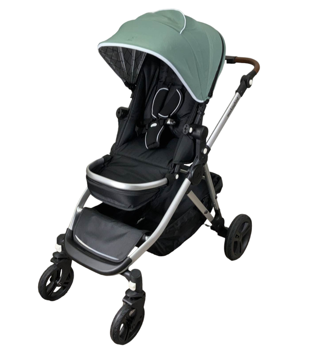 Mockingbird Single to Double Stroller, 2023, Silver with Penny Leather, Windowpane, Sage