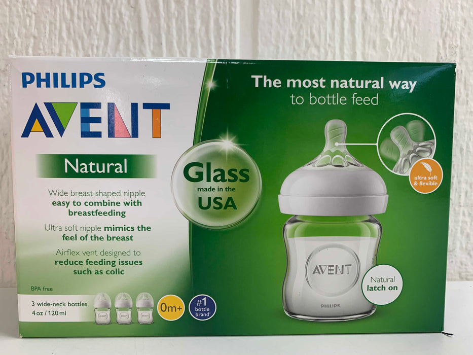 used Philips Avent Natural Glass Bottle, 4 Ounce 3 Pack