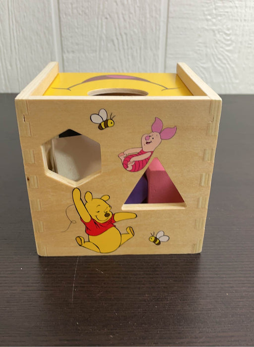 secondhand Melissa & Doug Winnie The Pooh Wooden Shape Sorting Cube