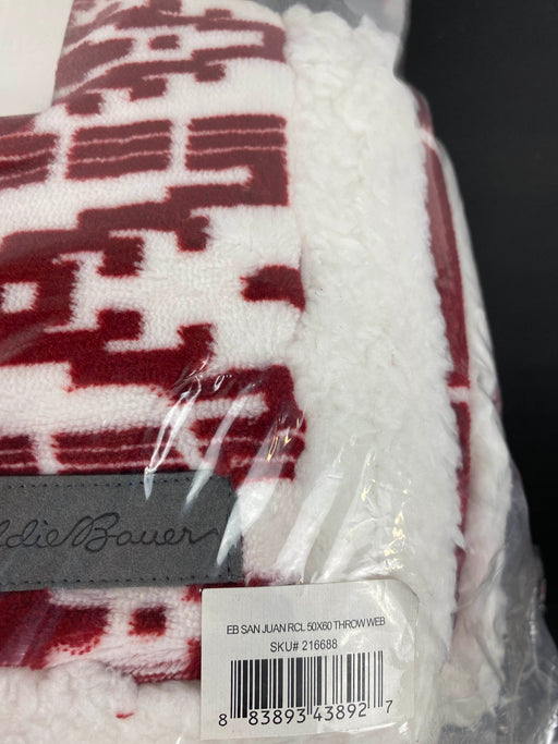 secondhand Eddie Bauer Ultra Plush Sherpa Throw, San Juan Red