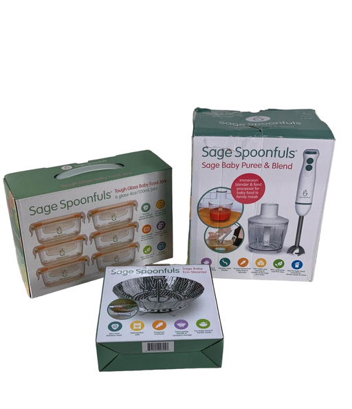 used Sage Spoonfuls Baby Food Maker Set With Glass Containers