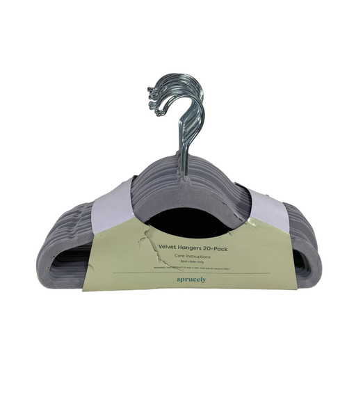 used Sprucely Velvet Hangers 20 Pack, Grey