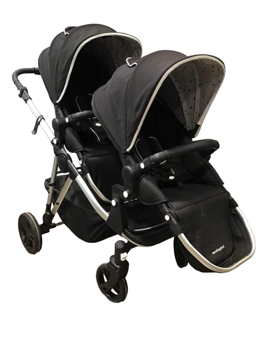 used Mockingbird Single to Double Stroller, 2020, Silver with Black Leather, Watercolor Drops And Windowpane , Black