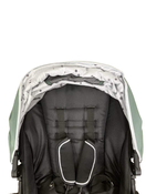 secondhand Mockingbird 2nd Seat Kit with Extendable Canopy, Sage, Watercolor Drops, Silver with Black Leather